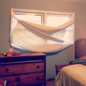 The mattress pad window dressing.